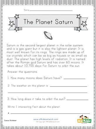 Planet Saturn Worksheet | All Kids Network Earth Worksheet, Planets Activities, Earth Day Worksheets, Solar System Worksheets, Facts About Earth, Planet Neptune, Weather Worksheets, Jupiter Planet, 1st Grade Worksheets