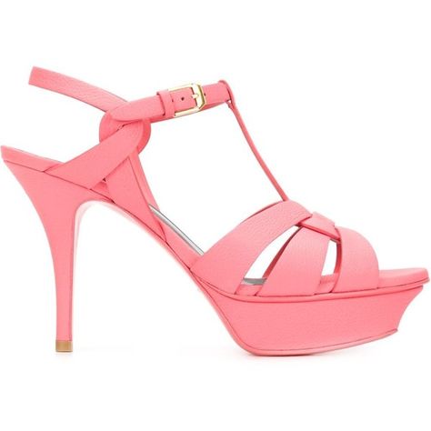 Saint Laurent 'Tribute' sandals (1 165 AUD) ❤ liked on Polyvore featuring shoes, sandals, pink, braided leather sandals, ankle strap stilettos, ankle strap platform sandals, strappy leather sandals and pink platform sandals Pink Platform Sandals, Braided Leather Sandals, Pink Platform, Chloe Sandals, Strappy Leather Sandals, Ysl Heels, Sandals Strappy, Chic Sandals, Tory Burch Miller Sandal