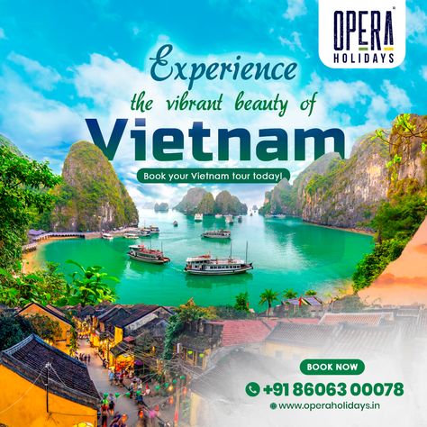 EXPERIENCE THE VIBRANT BEAUTY OF VIETNAM!! Discover your journey with us...🧳✈️ For more details: 📞 +91 8606300078 📧 operaholidayscochin@gmail.com #OperaHolidays #TriptoVietnam #Vietnam #VietnamTourPackage #InternationalTourPackage #bestpackage #traveldestinations #exploretheworld #traveling #adventure #travelbug #tourpackages Destination Poster Design, Vietnam Poster, Mid Year Sale, Necklace Set Indian Bridal Jewelry, Travel Banner, Vietnam Photos, Study Abroad Travel, Vietnam Tourism, Css Code