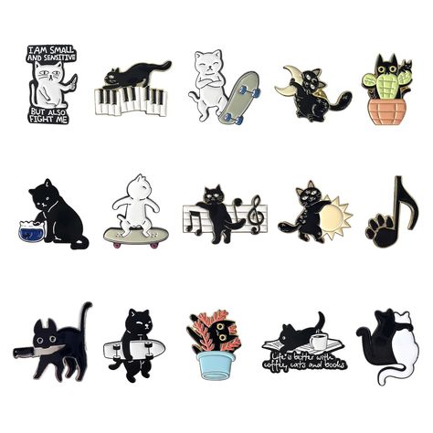 PRICES MAY VARY. What You Will Get: you will receive 15 pieces of cute cat enamel pins in different styles, enough quantity and lovely appearance can meet your decorating needs, you can also share them with your friends and classmates Simple Style: these cute aesthetic pins for backpack have a wide range of applications, you can hang them on your dresses, coats, coats, jackets, sweaters, handbags and backpacks; The simple style works well with other jewelry to add elegance to you. Fade Resistant Button Pins Design, Bag With Pins Aesthetic, Bag Pins Aesthetic, Cute Pins For Backpacks, Cute Enamel Pins, Dresses Coats, Therian Stuff, Jackets Sweaters, Aesthetic Backpack