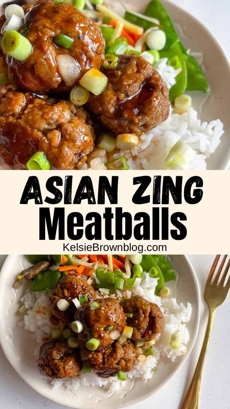 Asian Zing Meatballs, Asian Zing Sauce, Ground Chicken Meatballs, Asian Dipping Sauce, Meatball Dinner, Asian Stir Fry, Tasty Meatballs, Honey And Soy Sauce, Crock Pot Meatballs