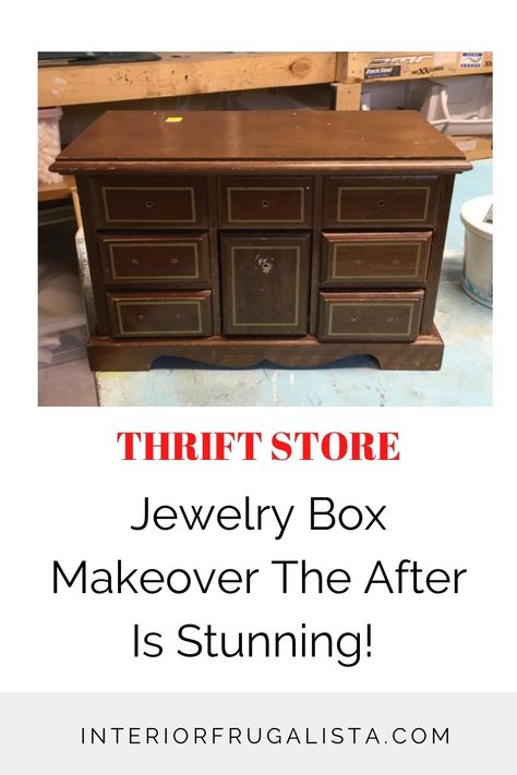 Jewerly Boxes Diy Wooden, Making A Jewelry Box How To, Vintage Wooden Jewelry Boxes, Refinishing Jewelry Boxes, Old Jewelry Box Makeover, Jewerly Boxes Diy Painted, Small Jewelry Box Makeover, Upcycle Jewelry Box Ideas, Upcycled Jewelry Box Diy