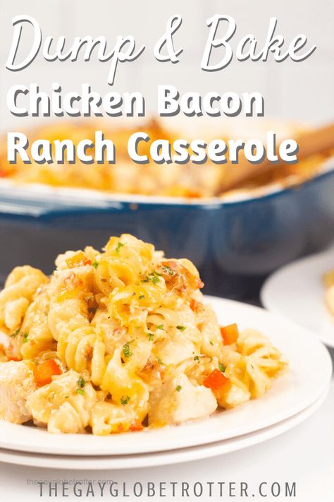 Dump And Bake Chicken, Chicken Bacon Ranch Bake, Baked Pasta Casserole, Bacon Ranch Casserole, Baked Chicken Casserole, Dump And Bake, Ranch Casserole, Chicken Bacon Pasta, Chicken Ranch Pasta