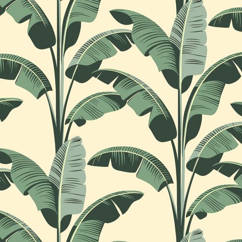 Immerse yourself in the nostalgic charm of a bygone era with our "Banana Leaf" wallpaper. This design is a nod to the quintessential retro beach house, where vintage flair meets the timeless allure of tropical foliage. Evocative of the mid-century modern aesthetic, the sweeping curves and bold silhouettes of banana leaves are stylized in a way that transports you to the golden age of coastal retreats.With its retro-inspired palette and classic botanical forms, the "Banana Leaf" pattern infuses y Banana Palm Wallpaper, Tropical Pattern Design, Retro Pattern Wallpaper, Champagne Wallpaper, Banana Birthday, Retro Beach House, Tropical Prints Pattern, Banana Leaf Pattern, Trees Wallpaper