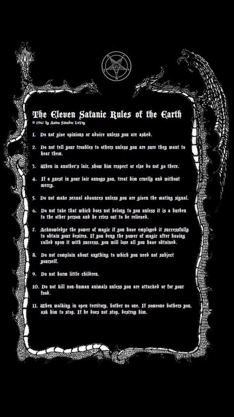 Satanic Rules Of The Earth, Satanic Rules, Spiritual Satanism, Laveyan Satanism, The Satanic Bible, Witch Spell Book, The Nines, Bastille, Spell Book