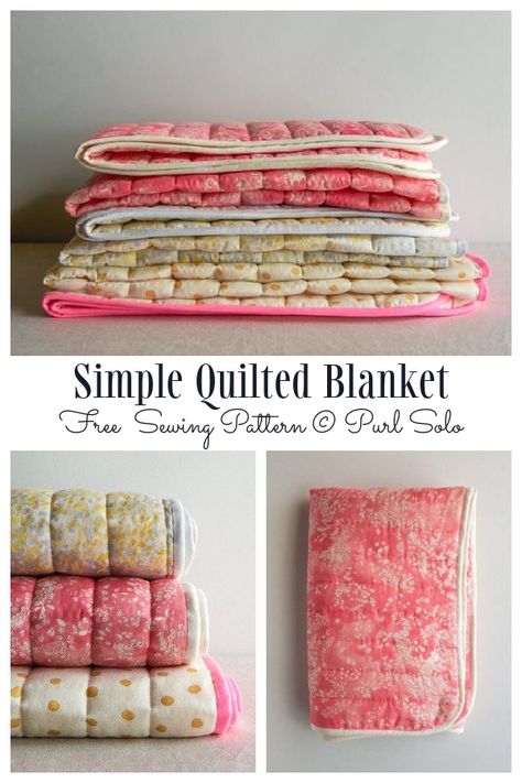 Simple Quilted Blanket Free Sewing Pattern | Fabric Art DIY Baby Diy Sewing, Diy Mom, Diy Sewing Gifts, Fabric Sewing Patterns, Trendy Sewing, Blanket Diy, Mom Diy, Sewing Rooms, Sewing Toys