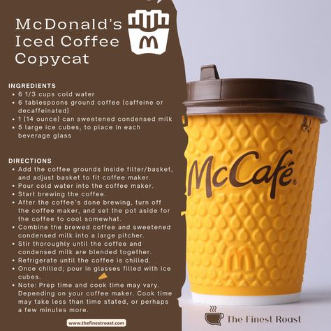 Iced Coffee Recipe Mcdonalds, Decaf Coffee Recipes, Mcdonalds Iced Coffee, Homemade Coffee Creamer Recipe, Mcdonalds Recipes, Baileys Drinks, Drinks Starbucks, Homemade Coffee Creamer, Secret Starbucks Recipes