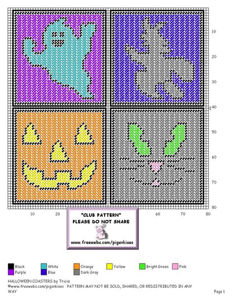 Halloween Plastic Canvas Tissue Covers Patterns Free, Plastic Canvas Halloween Coasters, Halloween Plastic Canvas, Halloween Magnets, Shamrock Template, Halloween Coasters, Canvas Coasters, Holiday Coasters, Kleenex Box Cover