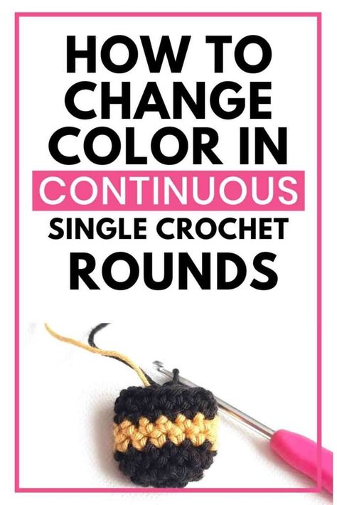 How To change color in continuous single crochet rounds How To Change Colors In Amigurumi, Crochet Color Change In The Round, Changing Colors In Crochet, How To Change Colors In Crochet, Crochet Color Change, Balloon Crochet, Crochet Rounds, Start Crochet, Joining Yarn