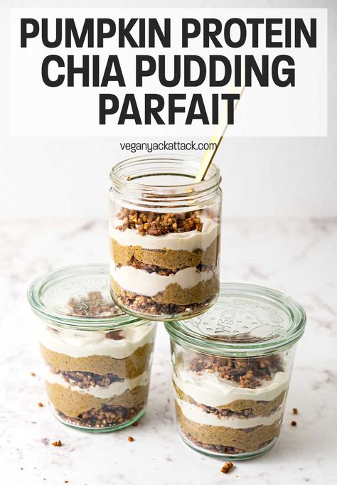 Protein Chia Pudding, Chia Pudding Parfait, Pumpkin Chia Pudding, Buckwheat Granola, Vegan Pudding, Pumpkin Protein, Pudding Parfait, High Protein Vegan Recipes, Protein Pudding