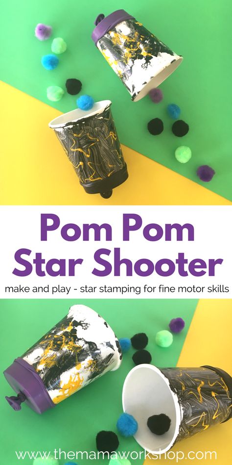 Make a Shooting Star Pom Pom Shooter with your preschooler and see how far your stars shoot. It is such a fun craft to make and play with together! Star Crafts, Winter Crafts Preschool, Star Craft, Craft Preschool, Rocket Man, Space Activities, Sand Crafts, Activity Center, Winter Preschool