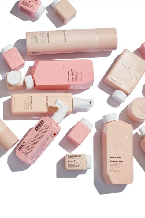 Hair Product Aesthetic, Kevin Murphy Plumping, Kevin Murphy Products, Haircare Packaging, Flyaway Hair, Nude Color Palette, Skincare Branding, Skincare Products Photography, Cosmetic Packaging Design