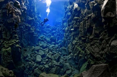 Silfra in Thingvellir National Park, Iceland - Clearest water on earth Thingvellir National Park, Best Scuba Diving, Visit Iceland, Underwater World, Scuba Diving, Natural Wonders, Snorkeling, Under The Sea, Iceland