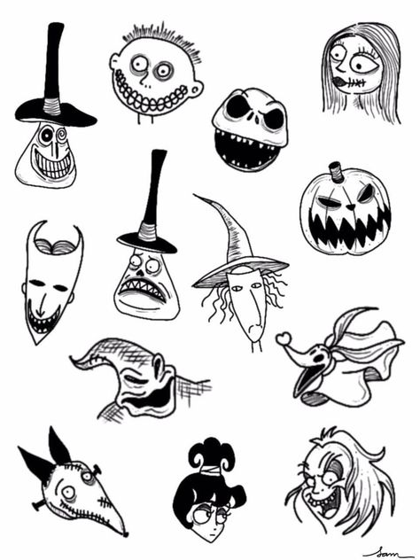 Small Freddy Krueger Tattoo, Horror Movie Inspired Tattoos, Flash Sheets Tattoo, Simple Nightmare Before Christmas Tattoo, Wednesday Tattoo Design, Halloween American Traditional Tattoo, Skull Tattoo Linework, Halloween Patchwork Tattoo, Spooky Tattoo Designs