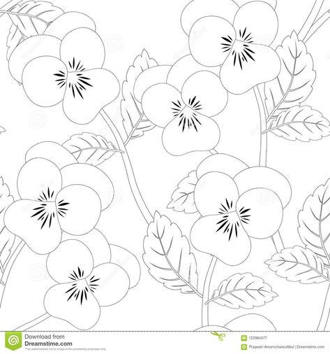 Viola Garden Pansy Flower Seamless Background. Vector Illustration Stock Vector - Illustration of white, drawn: 122984477 Pansy Flowers, Pansy Flower, Pansies Flowers, Drawings Simple, Motif Design, Seamless Background, Floral Color, Pyrography, Art Drawings Simple