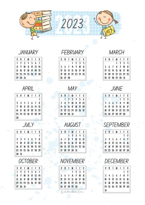 2022 2023 Cute Calendar For Kids - Free Printable! - Cute Freebies For You Mini Calendars 2023 Free Printable, 2023 Cute Calendar, Calendar 2023 Cute, Printable School Planner, Calender 2022, Calendar For Kids, Mini Desk Calendar, Daily Planner Printables Free, Printable School