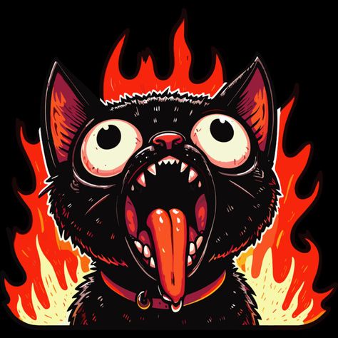 Black Cat On Fire is a Men's T-Shirt designed by katzura to illustrate your life and is available at Design By Humans Trill Burgers, Black Cat Graphic Design, Evil Cat Illustration, Black Cat Design T-shirt, Spooky Black T-shirt With Cat Design, Mouse Illustration, Black Cat Print T-shirt For Streetwear, Shirt Illustration, Artist Branding