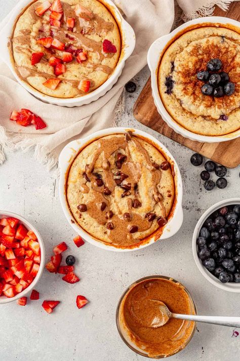 Protein Powder Breakfast Recipes, Microwave Pancake Bowl, Baked Protein Pancakes, High Protein Pancake Bowl, Protein Mini Pancakes, Meal Prep Pancake Bowl, Protein Pancake Bowl, Meal Prep Protein Pancakes, Pancake Mix With Protein Powder