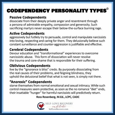 Codependency: 5 Types Of Codependent Personalities Types Of Codependency, Narcissistic Codependent, Healing Codependency, Codependency Healing, Codependency Worksheets, Vibrant Academia, Pop Psychology, Codependency Quotes, Overcoming Codependency