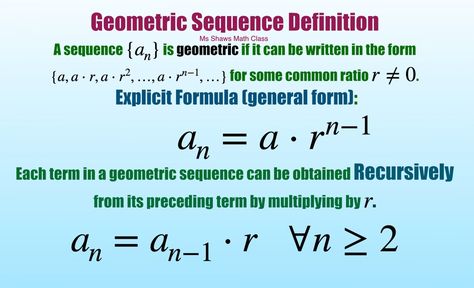 Geometric Sequence, Geometric Sequences, Sequence And Series, Math Class, Writing