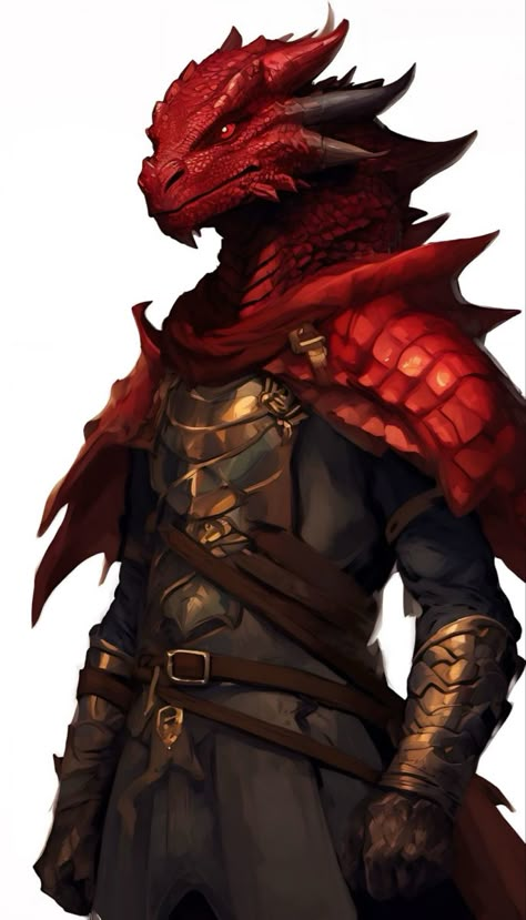 Red Dragonborn Dnd, Male Dragonborn, Red Dragonborn, Dragonborn Dnd, Dragon Hybrid, Dnd Paladin, Npc Ideas, Dragon Born, Dungeons And Dragons Classes