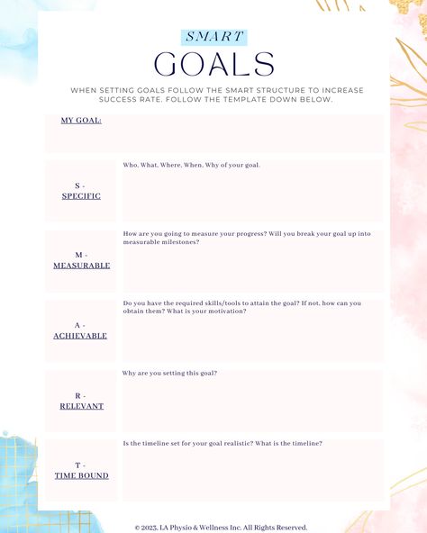 Download a free SMART Goals Worksheet. The worksheet will help clarify your goals and increase probability of success. Goals Setting Worksheet, Life Goal Planner, Financial Budget Planner, Smart Goals Examples, Smart Goals Worksheet, Goals Examples, Goal Mapping, Smart Goals Template, Goal Ideas