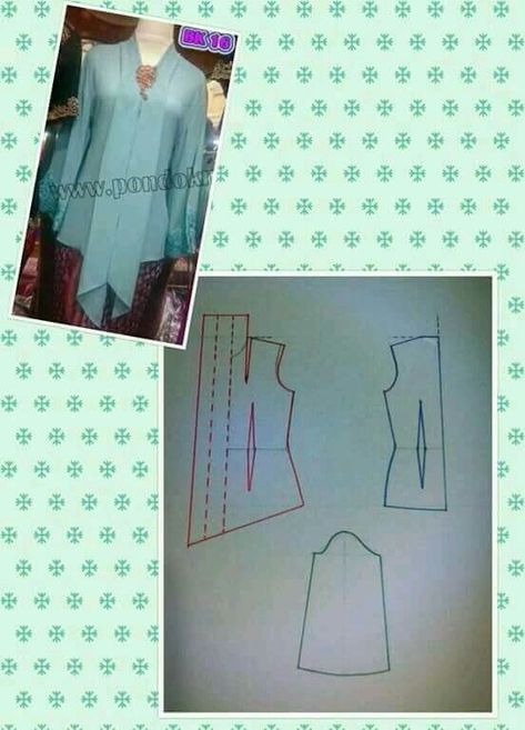 Pola Kebaya, Pola Jaket, Pola Blus, Projek Menjahit, Sewing Tops, Origami Patterns, Girls Dress Sewing Patterns, Batik Fashion, Blouse Pattern Sewing