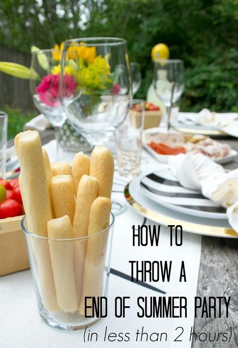 How To Throw A End Of Summer Party In Less Than Two Hours - Revel and Glitter Endless Summer Party, End Of Summer Party Themes, Summer Dinner Party Recipes, End Of Summer Dinner, End Of Summer Party, Summer Dinner Party, Summer Party Themes, Dinner Party Summer, Dinner Party Recipes