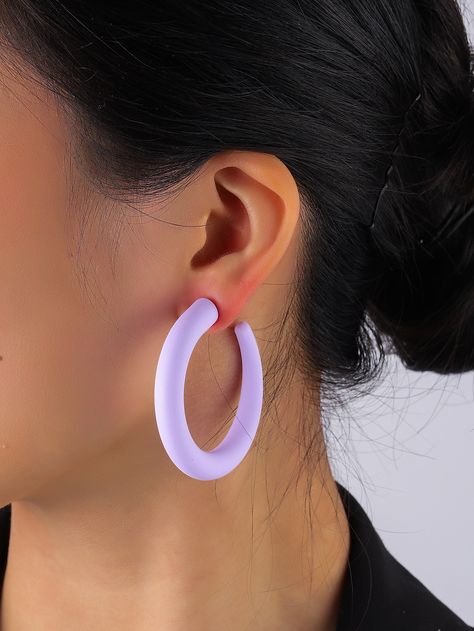 Mauve Purple Fashionable   Plastic  Hoop Embellished   Jewelry Elegant Cheap Purple Hoop Earrings, Cheap Small Purple Hoop Earrings, Trendy Purple Single Earring, Trendy Purple Hoop Jewelry, Trendy Purple Hoop Earrings, Plastic Hoop, Velvet Purple, Mauve Purple, Revenge