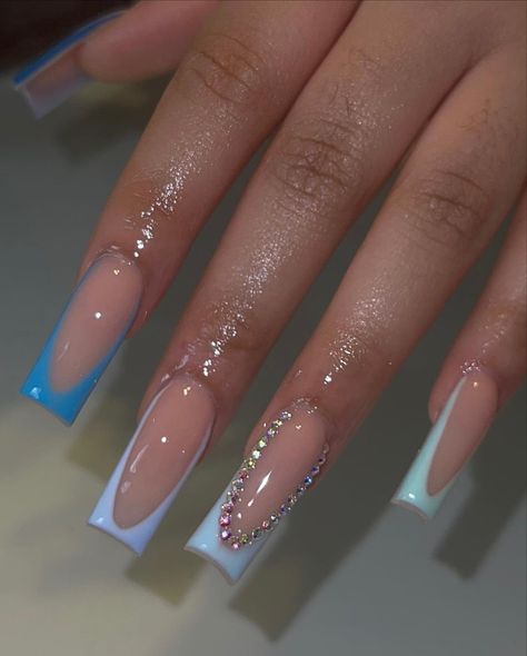 2024 Nails, Blue Acrylic Nails, Long Nail Designs, Claw Nails, 2024 Outfits, Girly Acrylic Nails, French Tip Acrylic Nails, French Acrylic Nails, Dope Nail Designs