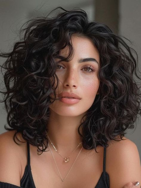 Inverted Long Curly Bob, Med Short Curly Haircuts, Curly Layered Lob Haircut, Collarbone Length Curly Haircut, Curly For Short Hair, Permed Hairstyles Short Fine Hair, Spiral Perm Shoulder Length Hair, Medium To Short Curly Haircuts, Trending Curly Haircuts