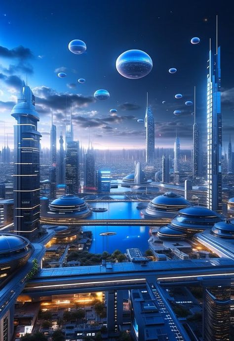 City In Space, Futuristic City Utopia, Futuristic Setting, Future Buildings, Eco City, Sci Fi City, Future World, Aesthetic Space, Cyberpunk City