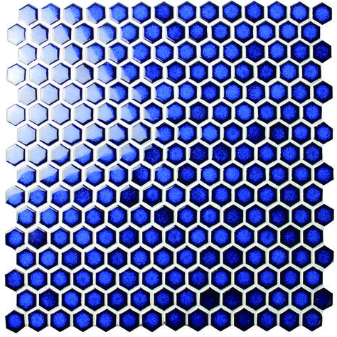 Taking this blue hex mosaic for swimming pool application, inlaying it on the bottom like a crystal stone, perfect to turning your pool into a fantastic ice world. #mosaic #tile #pooldesign Porcelain Pool Tile, Porcelain Hexagon Tile, Tile Pool, Mosaic Pool Tile, Mosaic Ceramic, Hexagon Tile, Pool Tiles, Ceramic Mosaic, Flat Stone