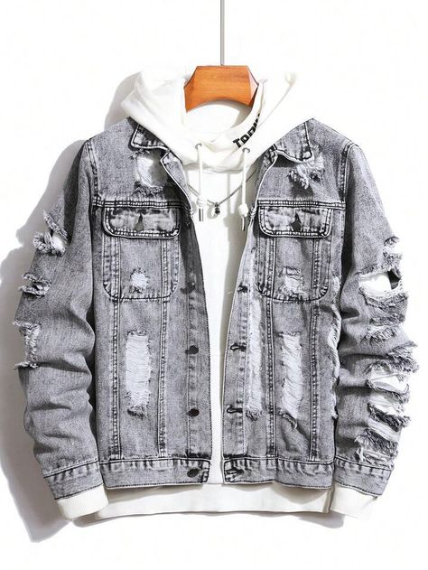 Jaket Denim, Clothing Model, Men Jackets, Stylish Hoodies, Guys Clothing Styles, Men Plus Size, Cool Outfits For Men, Jackets For Men, Jeans Casual