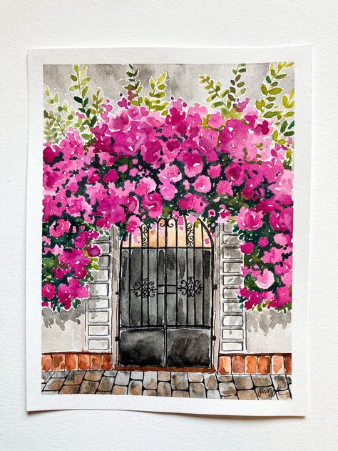 Door Collection – Paige Payne Creations Watercolor Doors, Door Paintings, Art Corner, Floral Poster, Painted Doors, Diy Art Painting, Watercolour Painting, French Country, Art Diy