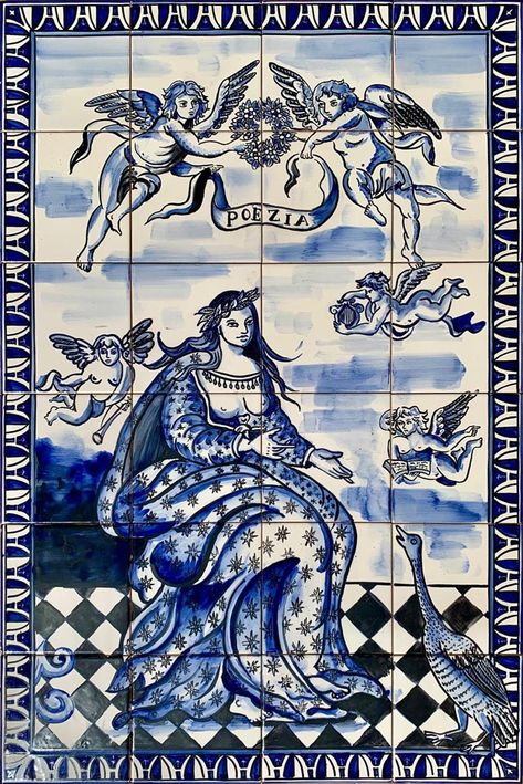 Portuguese Art, Painted Tiles, White Castle, Portuguese Tile, Tile Panels, Portuguese Tiles, Hand Painted Tiles, Tile Murals, Decorative Tiles