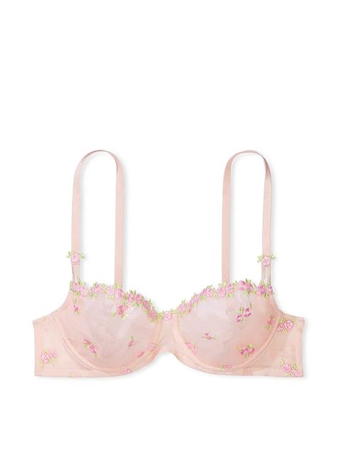 Wicked Caged Rosebud Embroidery Unlined Balconette Bra - Bras - Victoria's Secret Rosebud Embroidery, Balconette Bras, Ross Finds, I Wish, Vs Pink Bras, Victoria Secret Pink Bras, Pretty Bras, Vs Bras, Cute Bras