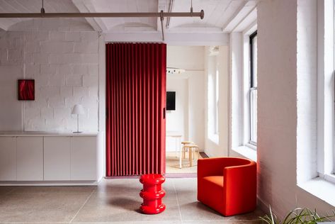 This Accordion Door Is the Alternative Your Home Needs | Architectural Digest Alternative To Accordion Doors, Accordian Door, Slanted Door, Door Alternatives, Accordion Door, Accordion Doors, Simple Room, Home Needs, Red Rooms