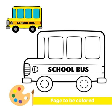 Coloring book for kids, school bus vector Cake Mobil, Bus Sekolah, School Bus Drawing, Kids Colouring Printables, School Drawings, Bus Drawing, Bus Crafts, Bus Cartoon, Bus Art