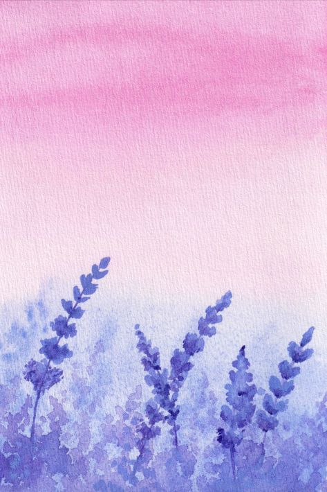 Landscape Lavender, Dawn Sky, Lavender Field, Sky Background, Diy Watercolor, Lavender Fields, Purple Lavender, Watercolor Inspiration, Watercolor Cards