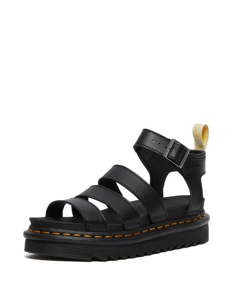 Blaire Sandal, Dr Martens Blaire, Dr Martens Womens, Vegan Sandals, Black Gladiator Sandals, Yellow Heels, Shoe Inspo, Black Vegan, Women Sandals