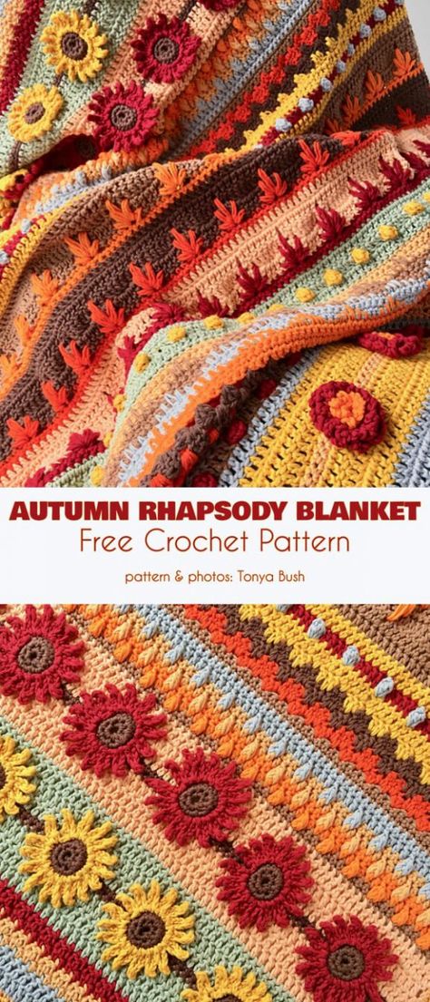 Autumn Rhapsody Blanket CAL Autumn Rhapsody Blanket, Autumn Blanket Crochet, Autumn Crochet Blanket, Autumn Crochet Patterns, Crochet Blanket Lace, Autumn Blanket, Autumn Crochet, Crocheted Blankets, Fall Blanket