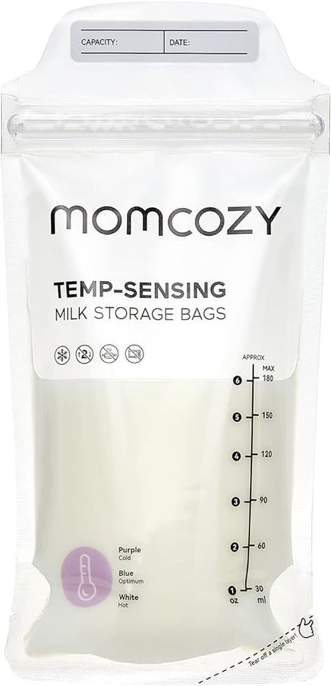 Amazon.com: Momcozy Breastmilk Storing Bags, Temp-Sensing Discoloration Milk Storing Bags for Breastfeeding, Disposable Milk Storage Bag with 6 Ounce Self Standing, No-Leak Milk Freezer Storage Pouches, 120pcs : Baby Milk Freezer Storage, Storing Bags, Milk Storage Bags, Baby Shower Registry, Breastmilk Storage Bags, Milk Storage, Freezer Storage, Bagged Milk, Breastmilk Storage