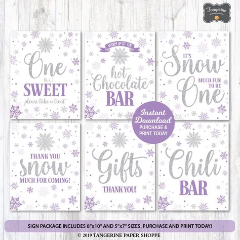 Chili Bar, Snow Gifts, Winter Onederland Party, Birthday Signs, Winter Birthday Parties, Winter Onederland Birthday, Printable Party Decorations, Snow Much Fun, Winter Onederland