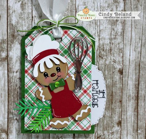 Peachy Keen Stamps, Gingerbread Cards, Gingerbread Gifts, Xmas Tags, Gingerbread Crafts, Gingerbread Christmas Decor, Gift Tags Diy, Scrapbook Tag, Peachy Keen