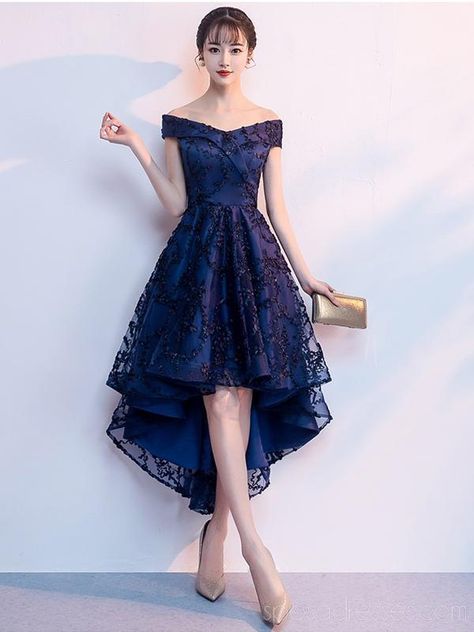 Royal Blue Knee-length Dress For Wedding, Royal Blue Knee-length Wedding Dress, Homecoming Dresses High Low, Navy Blue Homecoming Dress, Beautiful Party Dresses, Cute Formal Dresses, Cheap Homecoming Dresses, Blue Homecoming Dresses, Blue Party Dress