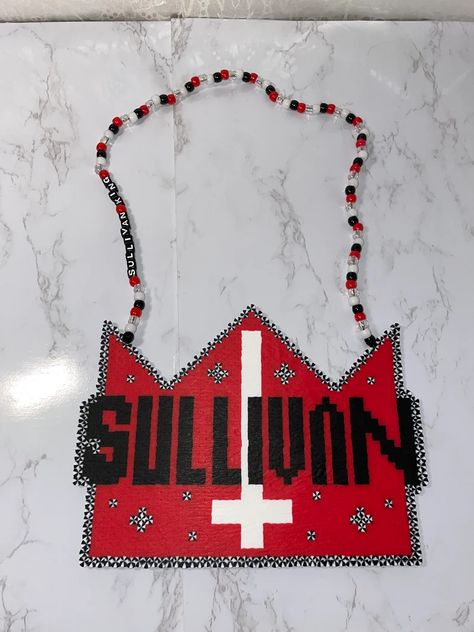 Sullivan King Perler Necklace Crown Perler With Sullivan - Etsy Deadmau5 Perler, Sullivan King Perler, Sullivan King, Rave Candy, Perler Necklace, Kandi Beads, Melty Bead Patterns, Kandi Kid, Perler Ideas