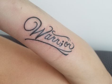 Warrior Tattoos Semi Colon, Word Tattoo With Semi Colon, Warrior Tattoo Word Semicolon, Warrior Semi Colon Arrow Tattoo, Tattoo Cursive, Tattoo Semicolon, Semi-colon Tattoo Ideas Wrist, Semi-colon Tattoo With Quote, Semi Colon Tattoo