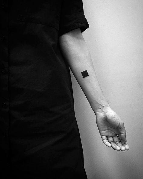 Small Tattoos Arm, Geometric Tattos, Square Tattoo, Minimalist Tattoo Meaning, Paris Tattoo, Minimal Tattoos, Typography Tattoo, Minimal Tattoo Design, Delicate Tattoo