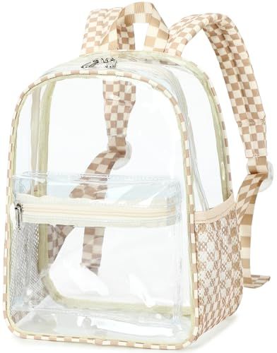 Clear Mini Backpack Lightweight See Through Bookbag Small Transparent Bag for School Work Sports Stadium Security Aesthetic Clear Backpack, Cute Clear Backpacks, Casual Clear Backpack, Clear Backpack With Clear Strap For Students, Clear Mini Backpack, Clear Backpacks, Mini Mochila, Transparent Bag, Clear Bags